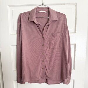 Free Fly Apparel - Women's Mauve Long-Sleeved Button Down Bamboo Shirt - S